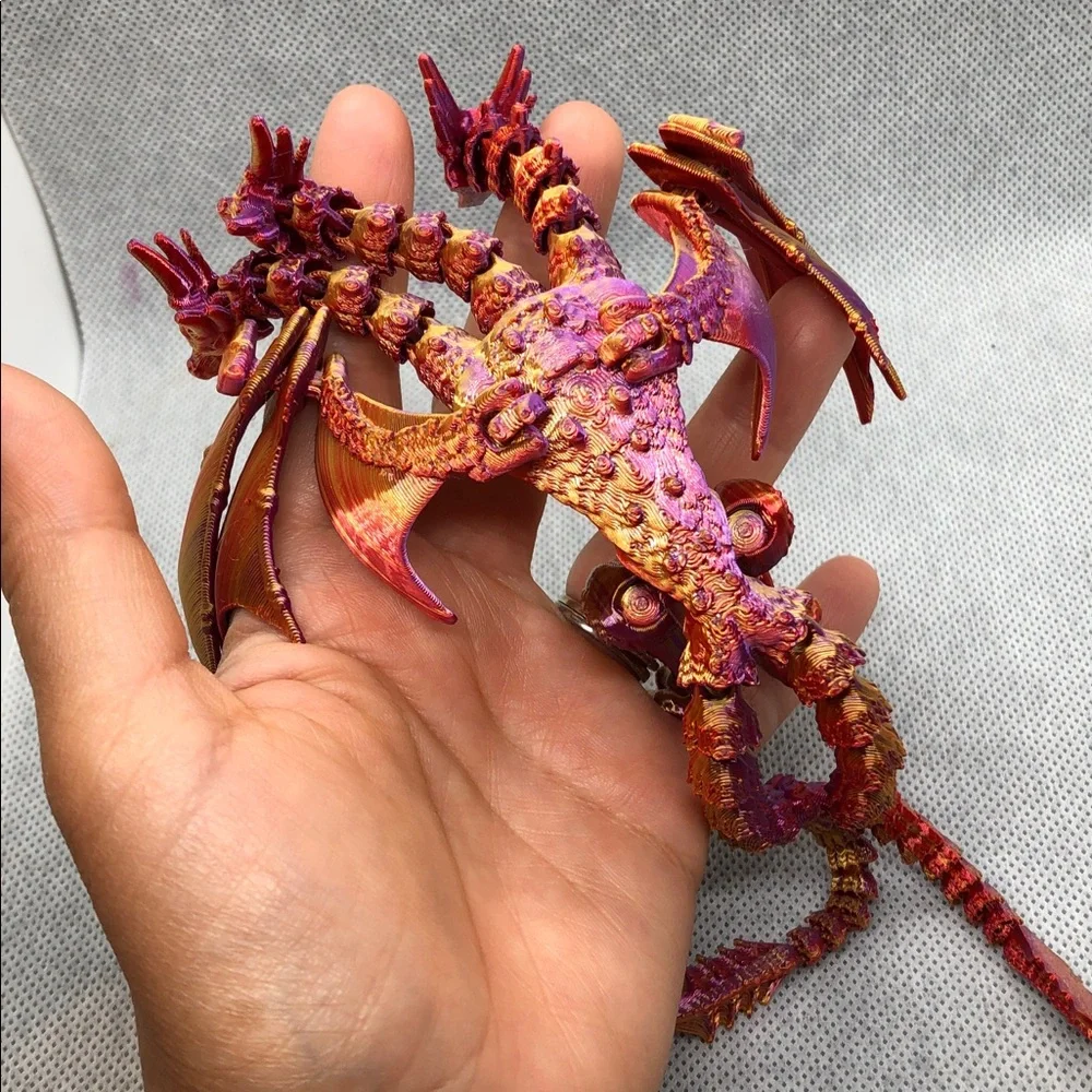 Red-Gold Dragon Figurine for Reptile Decor